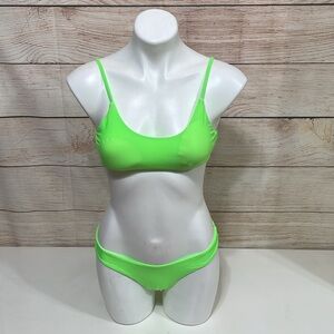SherryDc Sz L Green Two Piece Padded Swimsuit